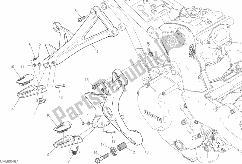 Todas as partes de Apoios Para Os Pés, Certo do Ducati Monster 1200 USA 2019